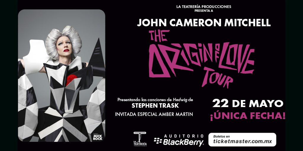 LaTeatreria's tweet photo. ¡#JohnCameronMitchell en concierto!
Presentando #TheOriginOfLoveTour en el @AuditorioBB 💄💋
📌Función 22 de mayo a las 20:30 hrs.
*Invitada especial: #AmberMartin
🎟 Boletos en @Ticketmaster_Me
❣️❣️❣️❣️❣️❣️❣️❣️❣️❣️❣️❣️❣️❣️
https://t.co/8tdFFCGuo8 https://t.co/SgVMUbXBXU