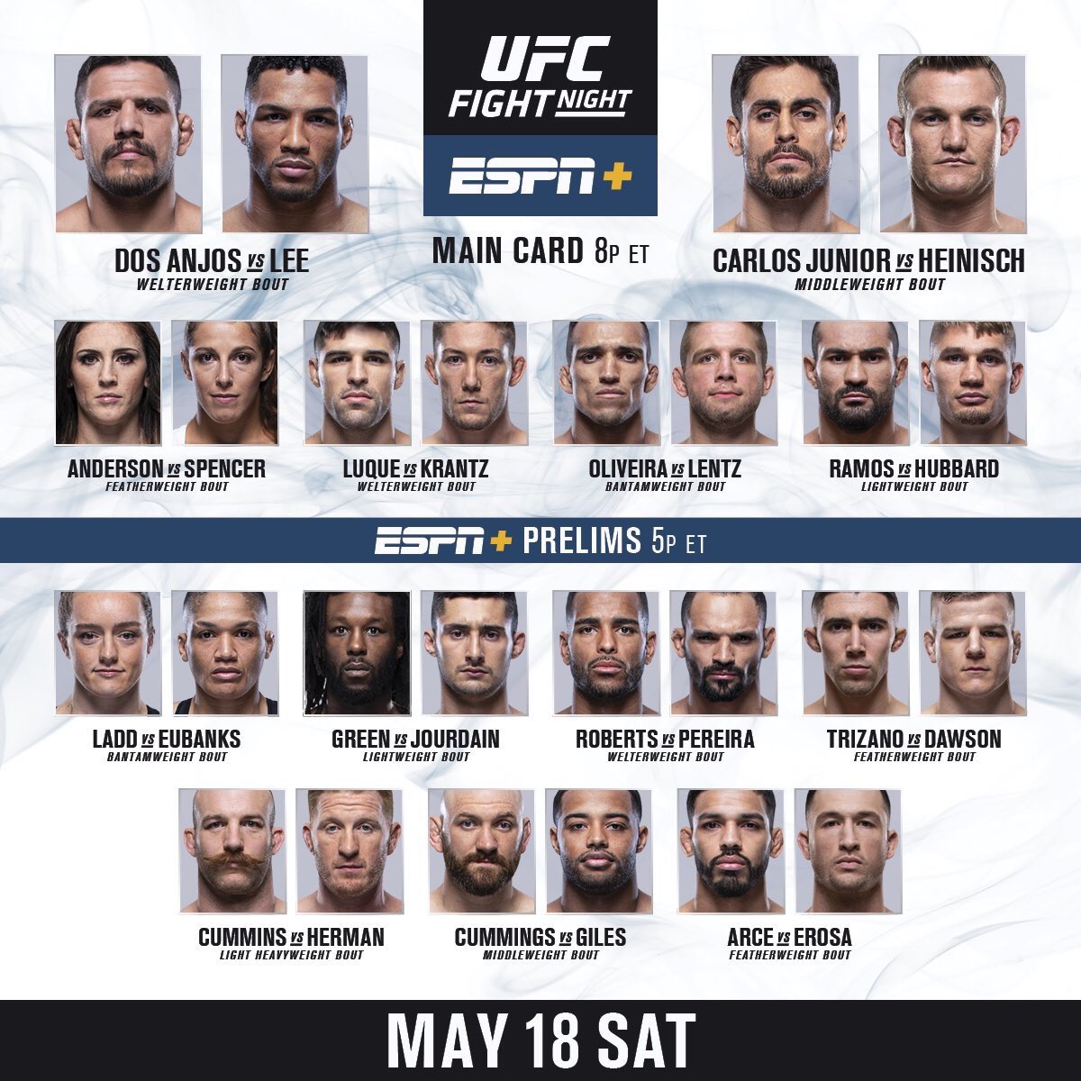 That’s a 🔥 card! Let’s do this @365hardknocks @VicenteLuqueMMA @NikLentz @DanHotChocolate @predatortoon and @RdosAnjosMMA excited to watch @MeganA_mma too she was putting an incredible work this am speed + power + technique! 👀