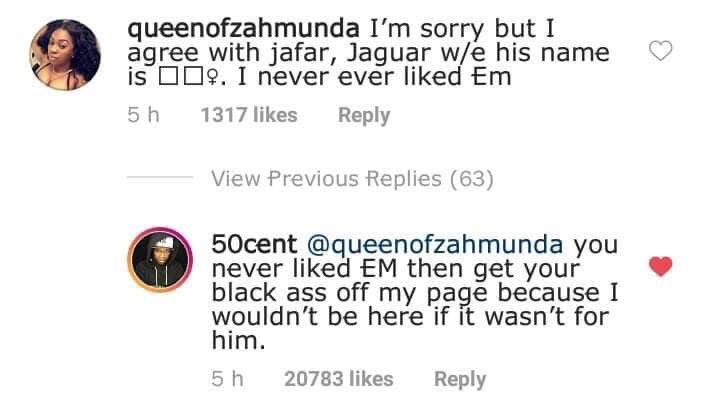 EminemTurkeyCom's tweet photo. Bir Instagram üyesi: “Üzgünüm ama Jafar’a -ya da Jaguar adı her ne ise - katılıyorum. Eminem’i asla sevemedim.”

50 Cent: “Eminem’i asla sevemedin, o zaman kara götünü al ve profilimden çık, çünkü Eminem olmasaydı ben bu konumda olmazdım.” https://t.co/aD3MTHAX5E