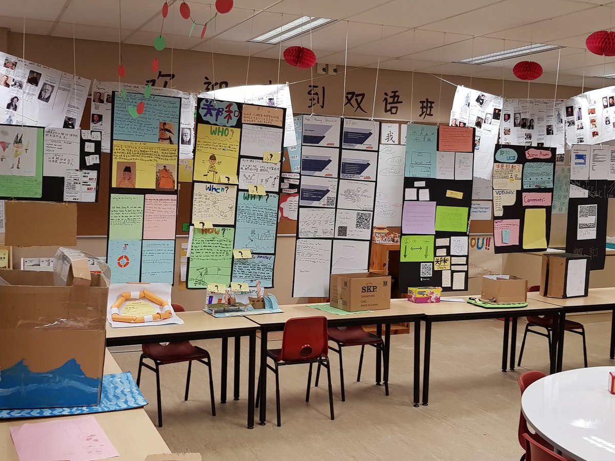 #IBPYP 9-10 yr old students' curiosities lead to deep inquiries. #WWAPT Our Bilingual program students show ideas in Chinese on Zheng He (13th century  diplomat &amp; explorer). Inquiring how past discoveries manifest in China &amp; world. #keyconcepts #causation #change # perspective.