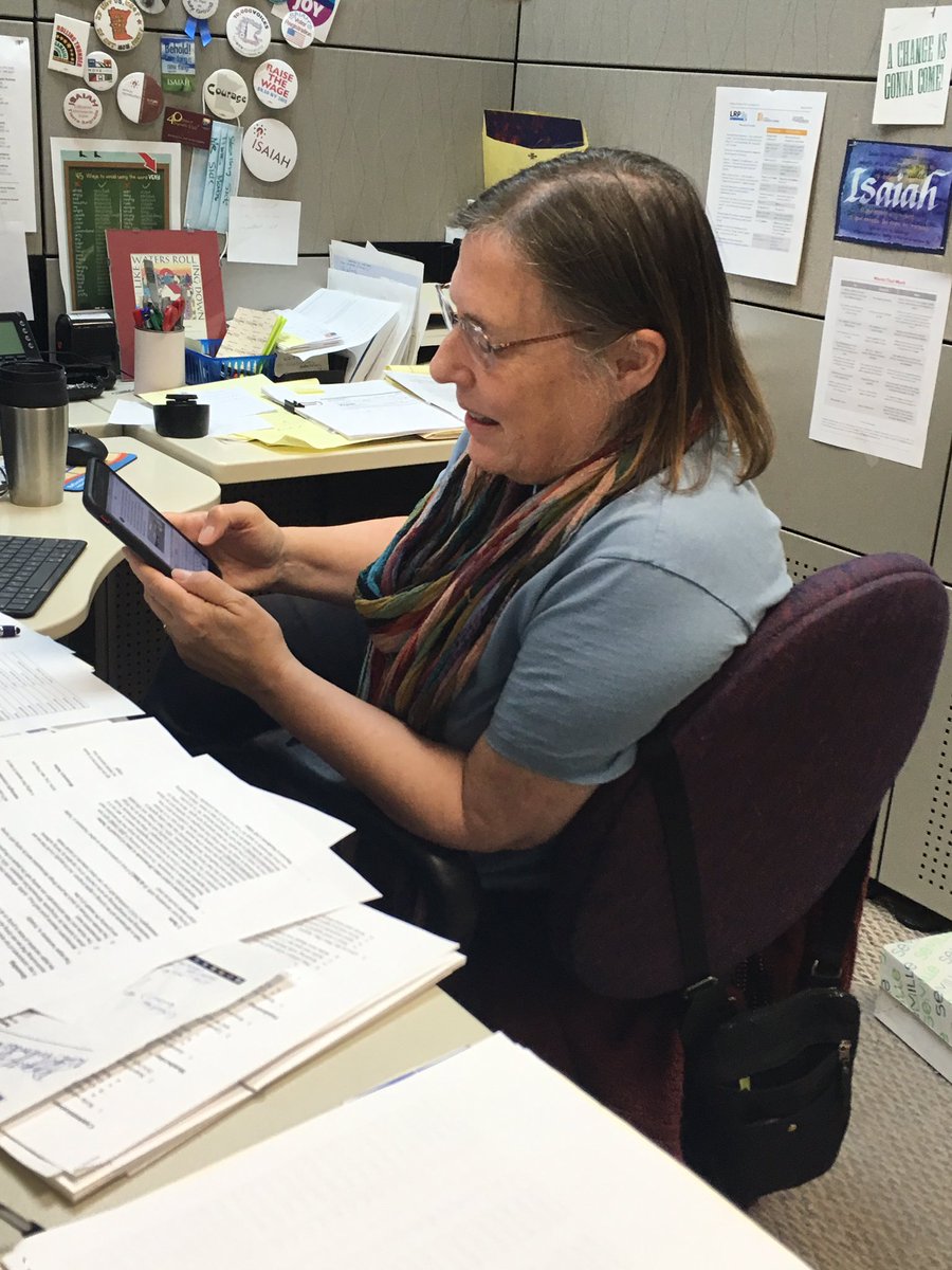 VIhekoronye's tweet photo. @minnesota_faith leader @AnnMongoven making phone calls to constituents of @EricPrattMN, @SenatorDanHall and others about issues like #PaidFamilyLeaveMN #FullyFundCCAP #100percentMN #MinnesotaIsReady for Senators who are ignoring or voting against these issues to #LeadorLeave! https://t.co/jv8vTCprN7