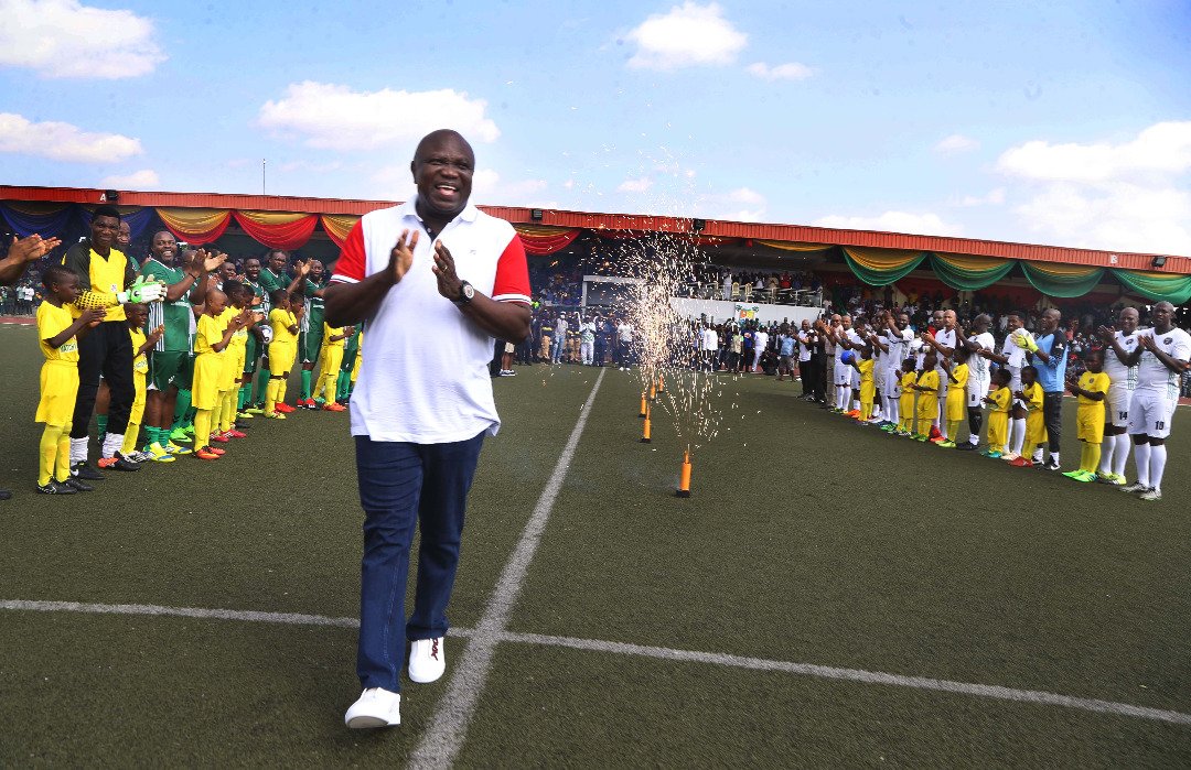 Football legends from Nigeria and other African countries converged today at the Agege Stadium to play a testimonial football match in my honour; to mark the end of my tenure as the Governor of Lagos State.