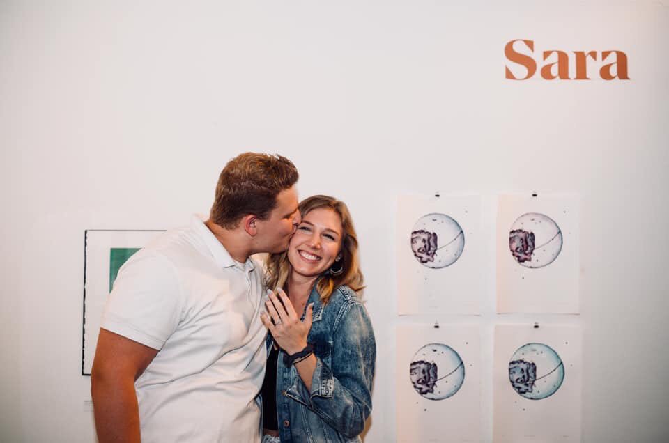 DrakeVolleyball's tweet photo. HUGE congratulations to our very own @Sara_Jensen2 on her engagement!! We are so happy for you &amp; Z! 🏐🏈💙 https://t.co/auj3jVZcmf