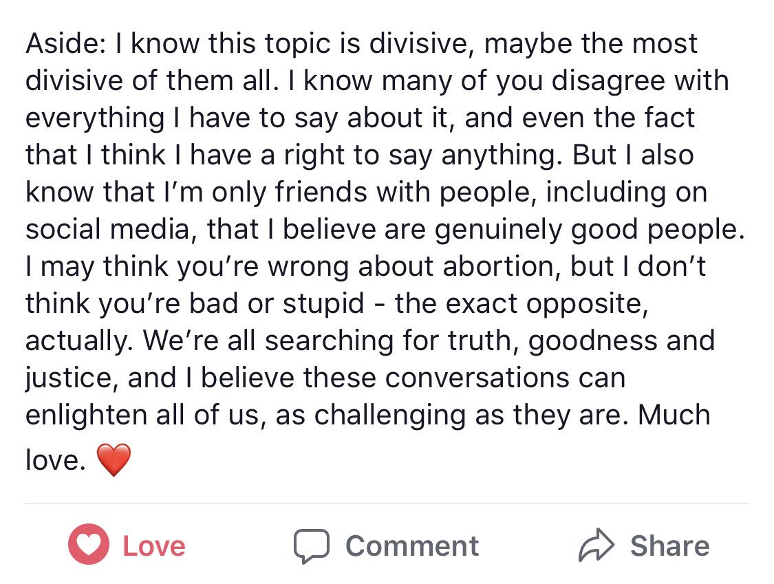 kbeer_44's tweet photo. My youth minister @wackybasilisk expressed the Pro-Life view so well, and I just wanted to share my support of this message. We can find common ground https://t.co/jZ7XTyFU08
