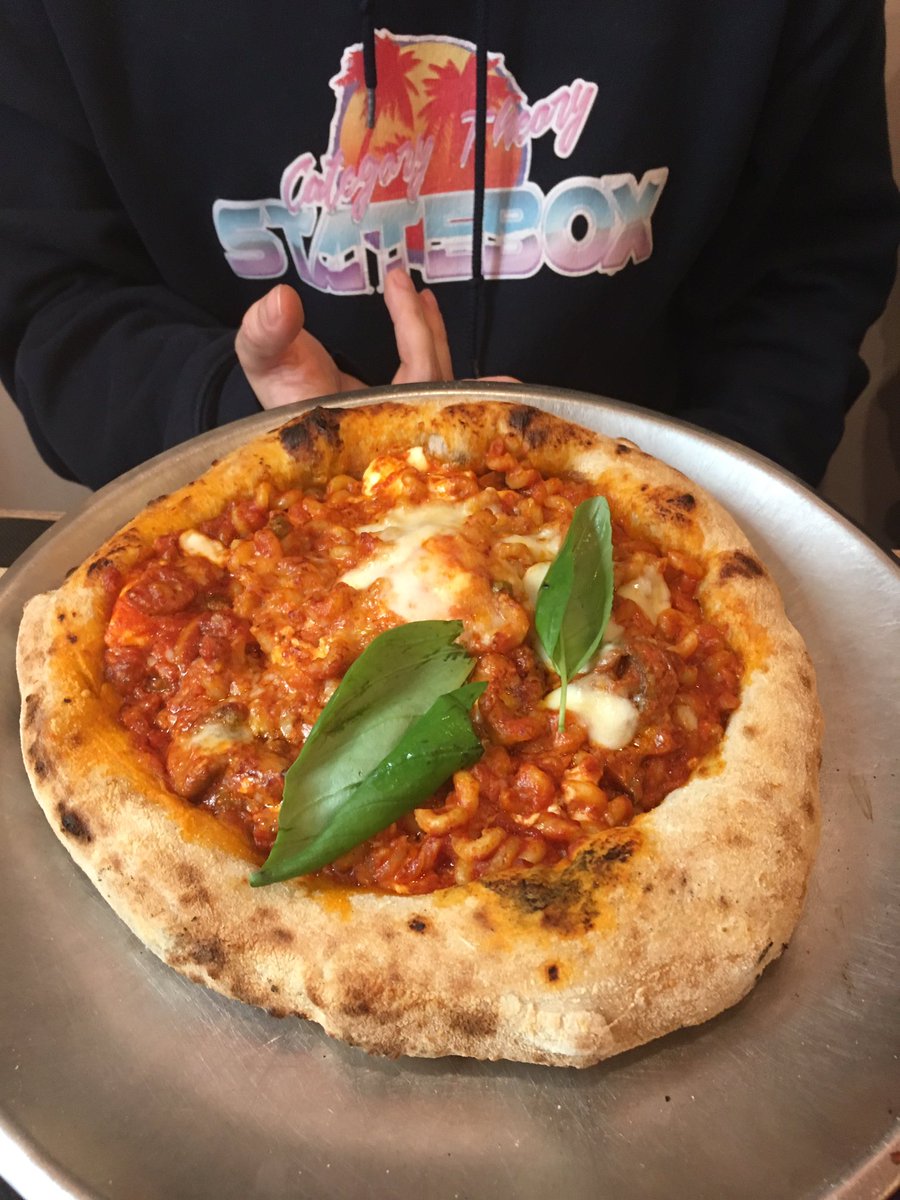 statebox's tweet photo. Statebox meets pasta on pizza! #paraconsistentlogic Eat more #statebox. Follow #pasta and #pizza on twitter. https://t.co/lPlR88JY7F