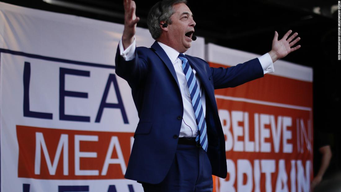 CNN's tweet photo. Police ordered a McDonald's in Scotland to stop selling milkshakes over fears people would dunk them over Brexit campaigner Nigel Farage, staff said, after a flurry of incidents left prominent right-wing campaigners doused in them. https://t.co/6NIGAmlXT9 https://t.co/7rSeox66qc