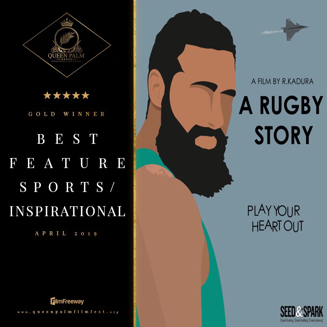 queenpalmfest's tweet photo. Congratulations are in order! 🍾🎉
#AprilEdition #GoldWinner for #BestFeatureSportsInspirational goes to #ARugbyStory
Written & Directed by #RashidKadura
Starring 🌟 #Ahmed #Gaith #Malek & #Yasser
#QueenPalmFilmFest #QPIFF #FilmFestival #IndieFilm https://t.co/hrHjPWyiq6