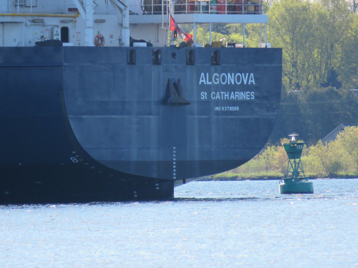 PrescottAnchor's tweet photo. 18 May 2019 Down #StLawrenceSeaway at Prescott ON. 08h03 Algonova, oil/chemical tanker flagged Canada for Montreal, QC. #Algonova #Algomaships #Seaway60 https://t.co/OppjPcwYZM