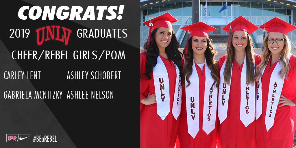 UNLVCHEER's tweet photo. We are so incredibly proud of our UNLV Cheerleaders &amp; Spirit Squads members graduating today ❤️🤩 We will miss you guys &amp; are so proud of all your accomplishments! Thank you so much for all your dedication to the program 🎓 #GoRebs #Grads https://t.co/aY2ga0chU7