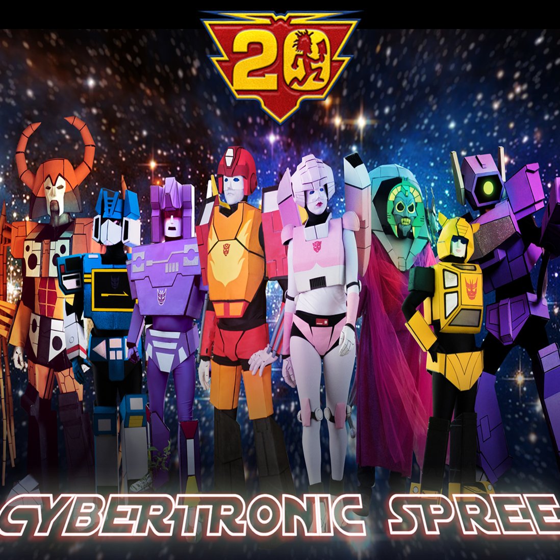 icp's tweet photo. The 20th Annual Gathering of the Juggalos proudly presents The Cybertronic Spree! More than meets the eye, join these Transformers as they play music from the 80s Transformers movie, cartoon and anime themes, throwback metal, and video game covers! Whoop whoop! https://t.co/qrrpbbbL9Z