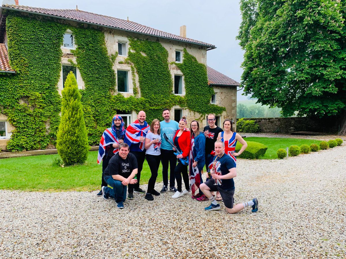 Ben_Hawley1982's tweet photo. @bbceurovision Hi Graham! Congratulations on you 10 years! We're all over in France celebrating Michael Steel moving into his new house and Drew (The Queen Mother's) 50th birthday! Here with Katie, Phil, Ed, Dion, Sarah, Fi &amp; Andrew. 🇬🇧🇬🇧🇬🇧🇬🇧🇬🇧🇬🇧🇬🇧🇬🇧🇬🇧 https://t.co/EiKkaCibM8