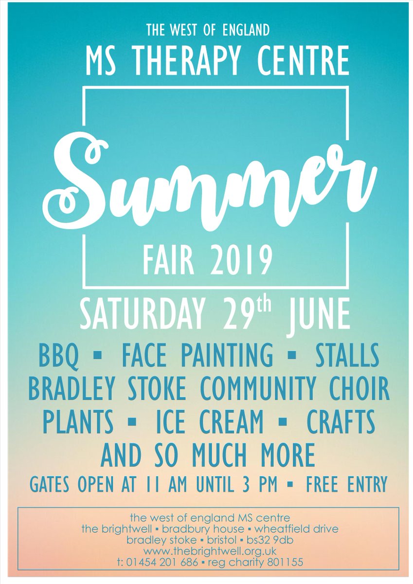 TheBrightwell's tweet image. SAVE THE DATE!

It&apos;s our Summer event not be be missed.

#mstherapy #SummerFair #Community #Fundraising