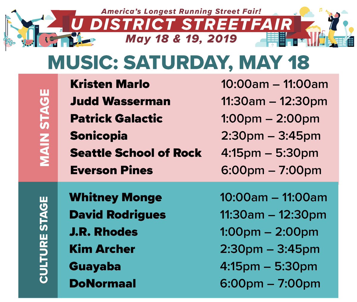 Have you checked out whose playing today on the @GraduateHotel Main Stage &amp; the Culture Stage? Because you should!