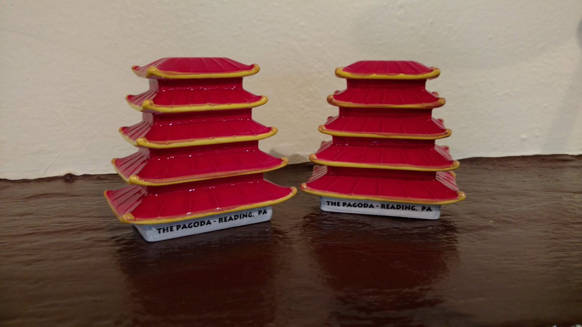Look at the new item the Pagoda Skyline Gift Shoppe has just received. These are ceramic Salt &amp; Pepper Shakers. They are available at the Gift Shoppe in the Pagoda #ReadingPagoda during posted open hours. Currently - Saturday &amp; Sunday - 12 noon 'til 5 pm. Stop by and get a set.
