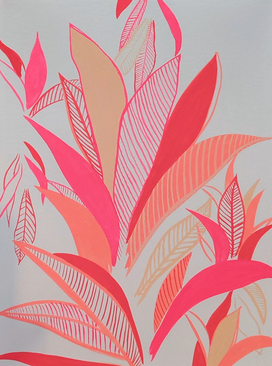 Callamitys's tweet image. Another loquat and something abstract that I made with my palette knife. #gouachrpainting #plantproblems