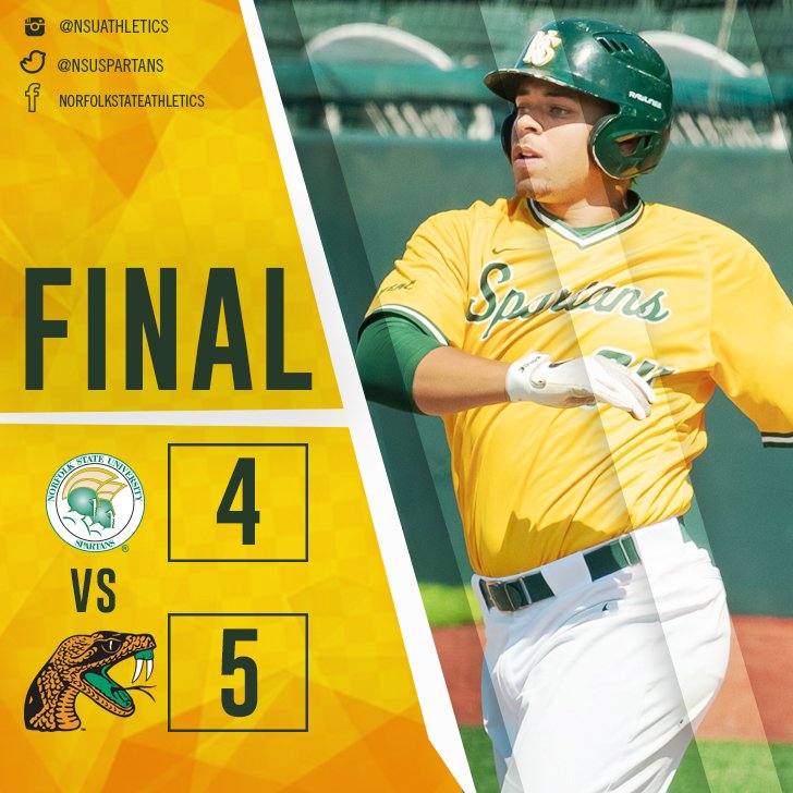 SpartanBSB's tweet photo. NSU falls twice to Florida A&amp;M in the championship round of the MEAC Tournament.

The Spartans were one out away from winning their first-ever MEAC title. https://t.co/qMHcyzebWJ