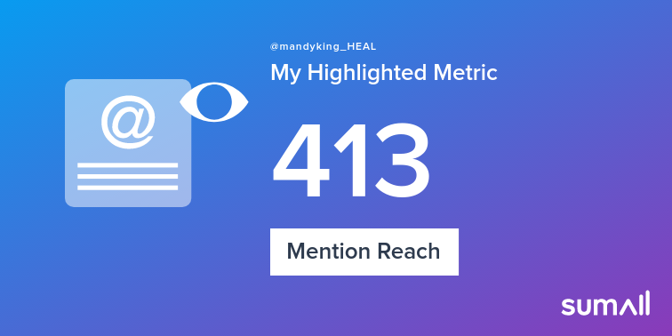 My week on Twitter 🎉: 1 Mention, 413 Mention Reach. See yours with sumall.com/performancetwe…