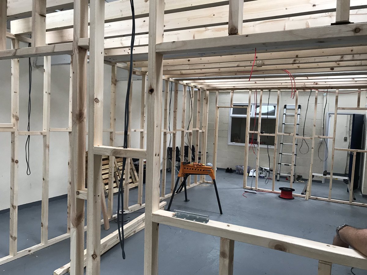 So in 10 days we have the frame up for the kitchen and changing area, 4 doorways, fire alarm, 3 phase and ring main wiring laid ready to hook up and the ceiling joists in. Poor Jools is shattered!!!! But what an amazing job!!!#allbyhisownfairhand #talentedguy #keepitnowtponcy