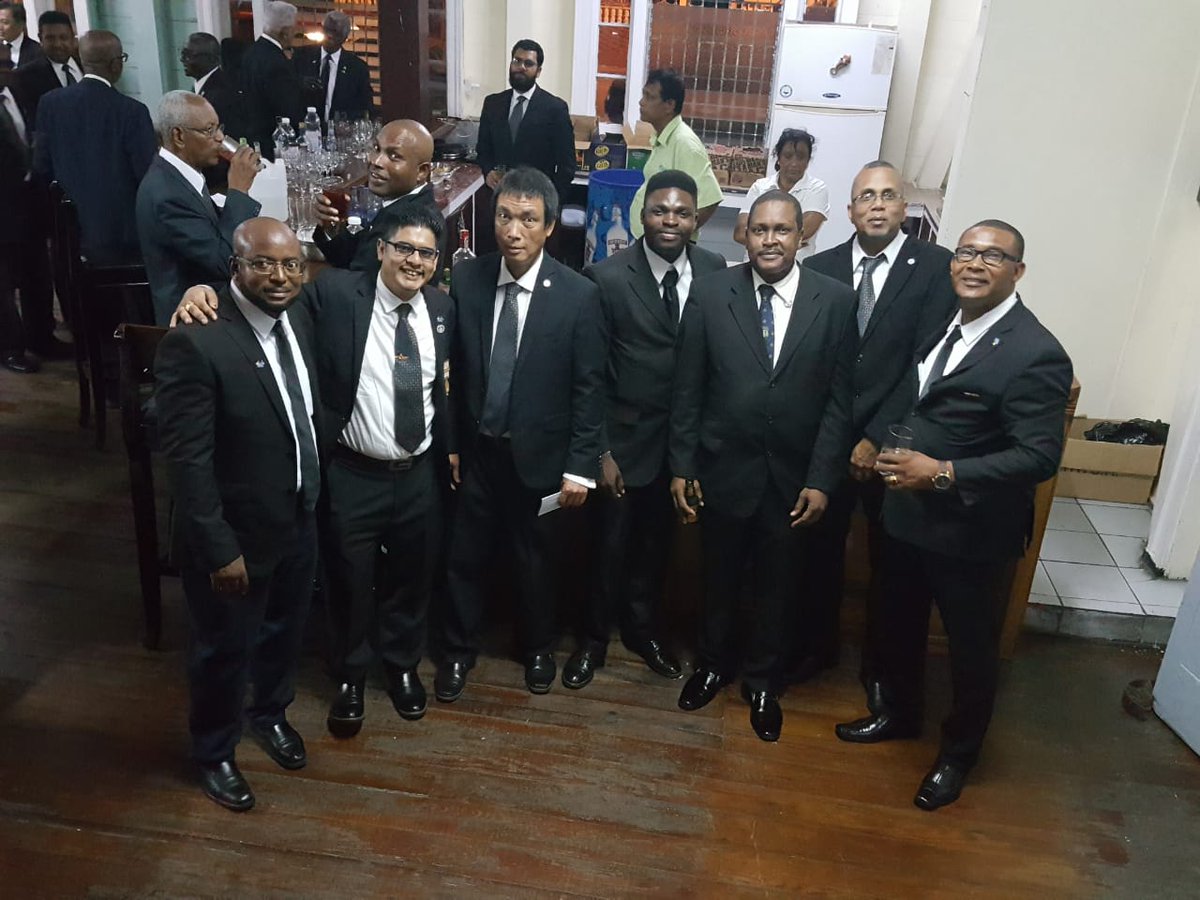 DGL_GY's tweet photo. Rorima Lodge No. 3902 held its 100th year installation and celebration last even. DGM and his delegation were in attendance to celebrate with Rorima Lodge. Congratulations brethren, 100 years and going strong #Freemasons #freemasonry https://t.co/9HJnrgRxmD
