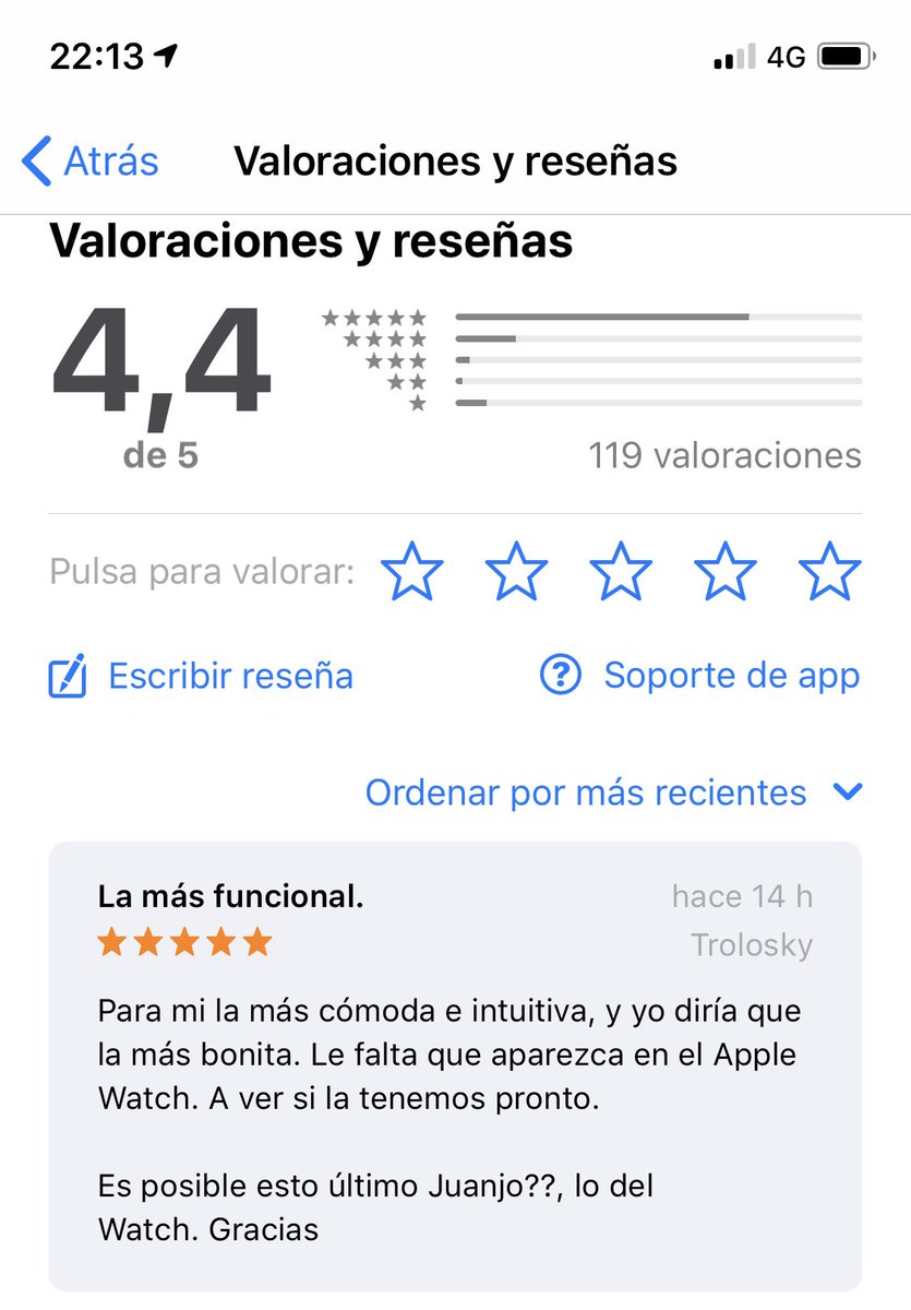 Días en los que te dejan reseñas de 5 estrellas y mensajes dirigidos directamente a uno. Mola 1000!