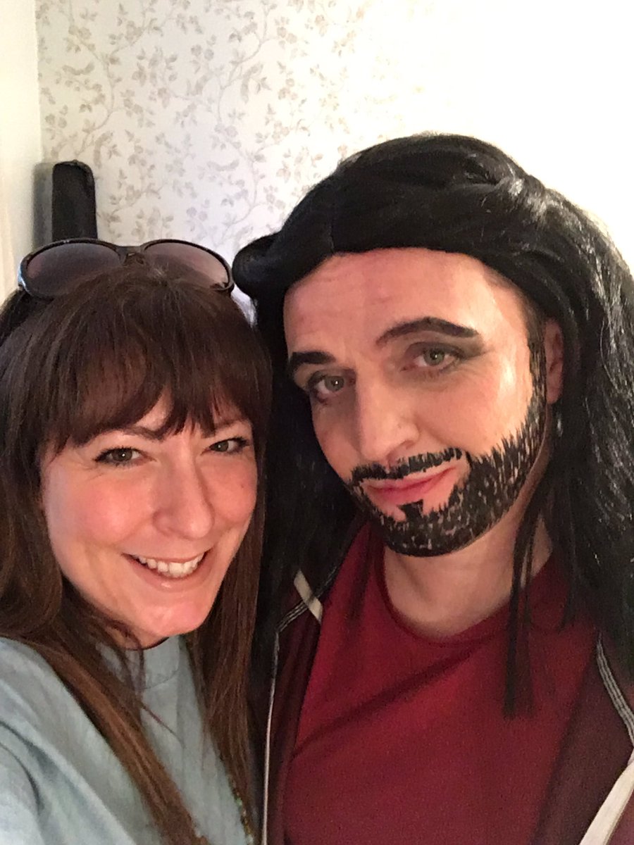 When you have 0 time to get ready because you’re too busy doing your husbands makeup 🤷🏻‍♀️ #EurovisionParty