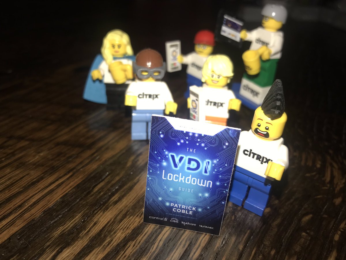 VDIHacker's tweet photo. Oh no the Prerelease Edition of The VDI Lockdown Guide little stickers are in. They are even Minifig sized! #CitrixSynergy #TheVDILockdownGuide https://t.co/qN9dqaVKXD
