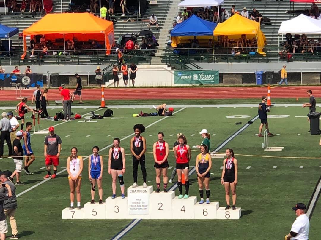 TF_RHS's tweet photo. More results from the District 10 meet: 
•Clyde 5th in 300 hurdles 
•Foore 7th in pole vault 
•Cowan 6th in long jump 
•Mull 7th in discus https://t.co/hGaS38nUU3