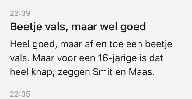 vdhaan's tweet photo. Ja, erg knap dat een 16-jarige vals kan zingen. #esf19 https://t.co/XbmV66VPsJ