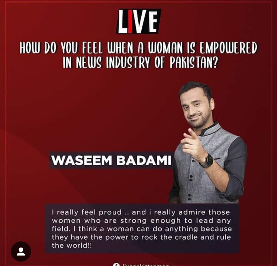 SavairaKhan2's tweet photo. Waseem Badami's opinion about women empowerment in news industry of Pakistan........
#admireable😇😇
#Livemagzine
@WaseemBadami https://t.co/vwtKI1VIyZ