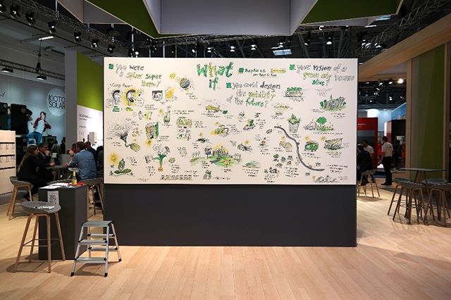 IrberWolfgang's tweet photo. Day 3. The final piece. 3 days trade fair, 27 hours present at booth, 55 people interviewed in 10 hours, 40 ideas illustrated, around a 1000 times photographed by people strolling past. #graphicrecording #ifvp #thesmartere #intersolar2019 https://t.co/X9NC3iMfV7