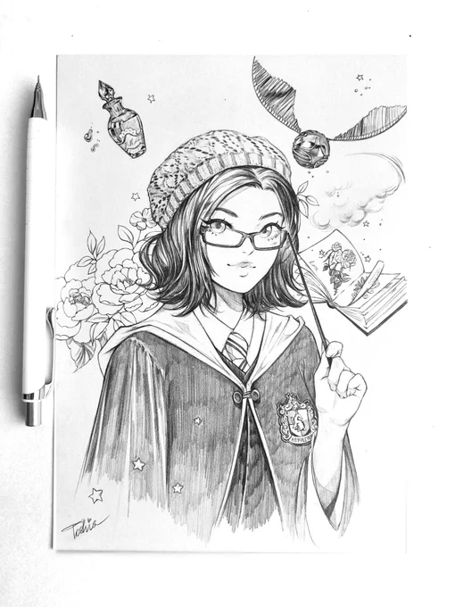Latest commission in pencil I did! ^^ #hufflepuff 