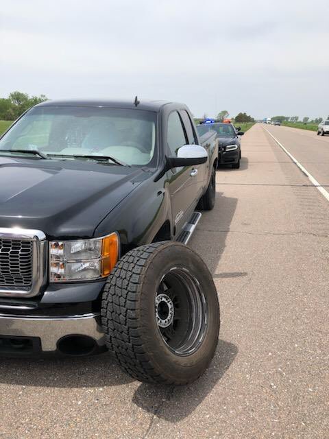 NSP_TroopD's tweet photo. Driving this season?  Pre-trip inspections help prevent outcomes such as this.   Thankfully the occupants were wearing seatbelts and pulled over safely to the side of the road while still in control of the vehicle.  #SafeDrivingTip https://t.co/UcuWnUzEdP