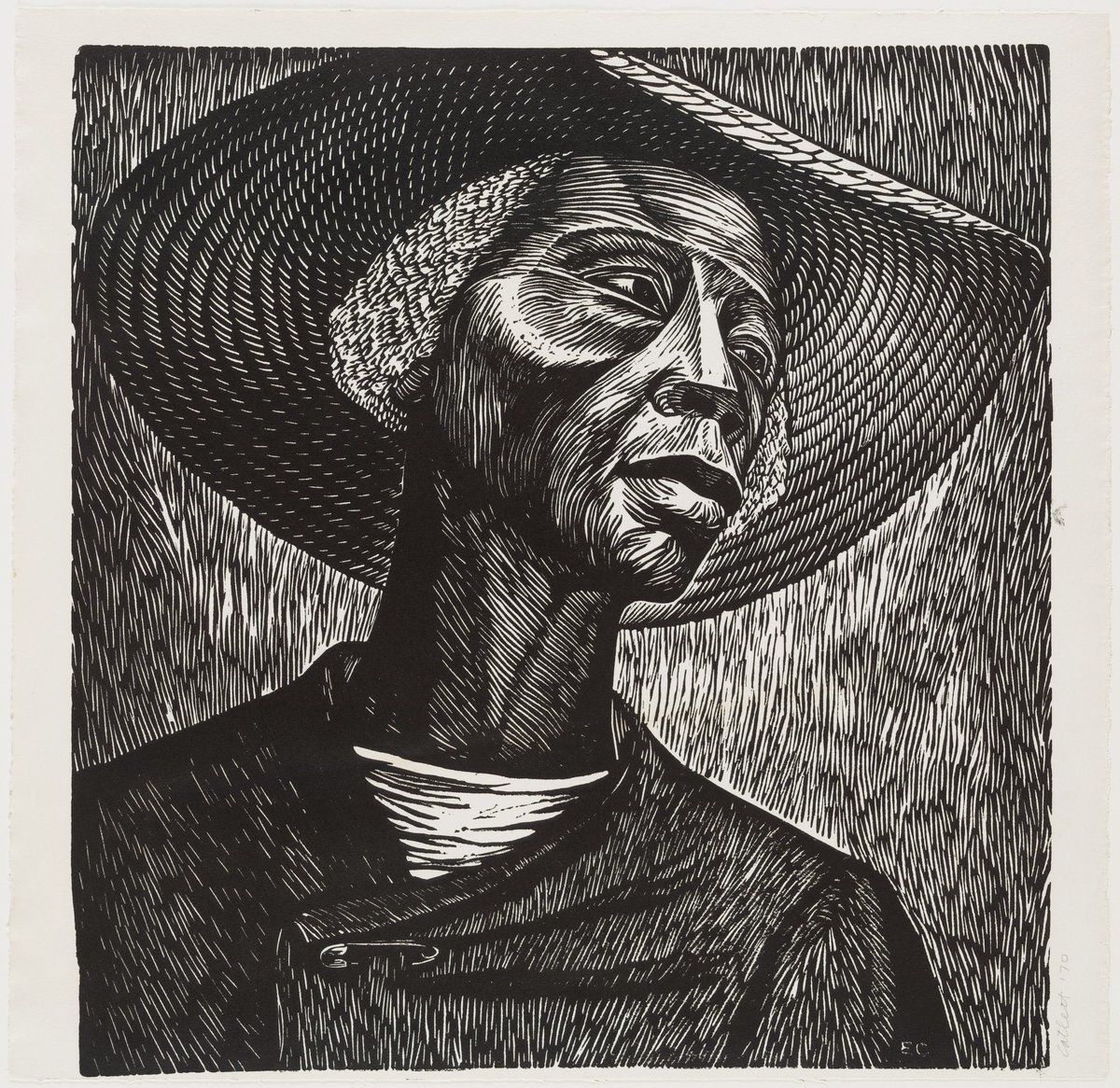 Elizabeth CatlettCatlett highlighted the struggle of black people with her art by depicting sharecroppers and activists. “I have always wanted my art to service my people—to reflect us, to relate to us, to stimulate us, to make us aware of our potential”