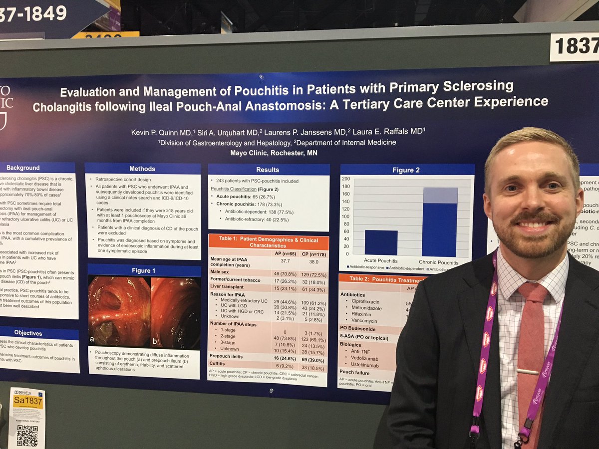 EdwardLoftus2's tweet photo. Our 2nd year fellow @KQuinnMD showing our experience with acute and chronic pouchitis in our PSC-IBD patients #DDW19 #MayoDDW19 https://t.co/CwFXvKhaAw