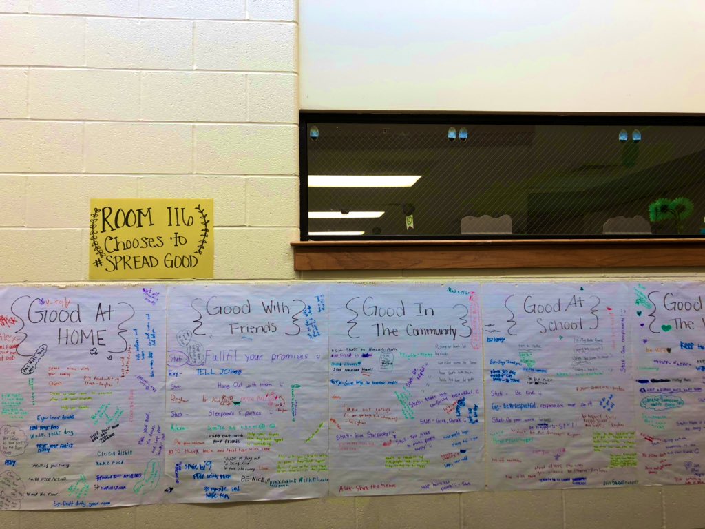 MsKathrein's tweet image. Room 116 chooses to #SpreadGood our SEL lesson Friday produced amazing ways these students plan to live this out! I can’t wait to see/hear about all the good they go out and do! #WeAreMuir #WeAre54 #BetterTogether