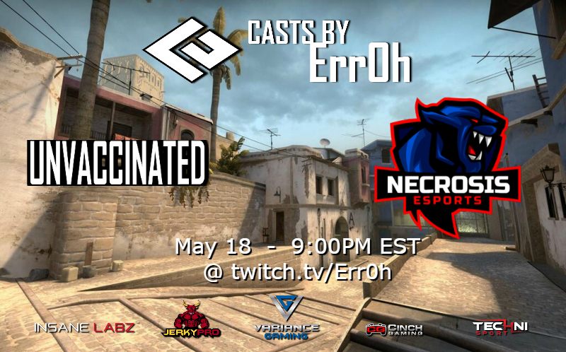 AlexSerenatas's tweet image. Tune in to twitch.tv/Err0h for tonight's @ESEA Open BO1 matchup!

#NecrosisEsports vs Unvaccinated on de_Mirage

Start time at 9:00PM EST

#TheDifference #TeamVG #vGFam