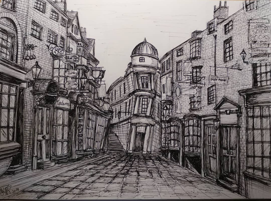 Eliska Jiraskova Welcome To Diagon Alley Drawing Sketch Art Fanart Artist Urbansketch Urbandrawing Architecture Architecturedrawing Building Harrypotter Harrypotterfanart Wizardingworld T Co Yvgmhxsw6y Twitter