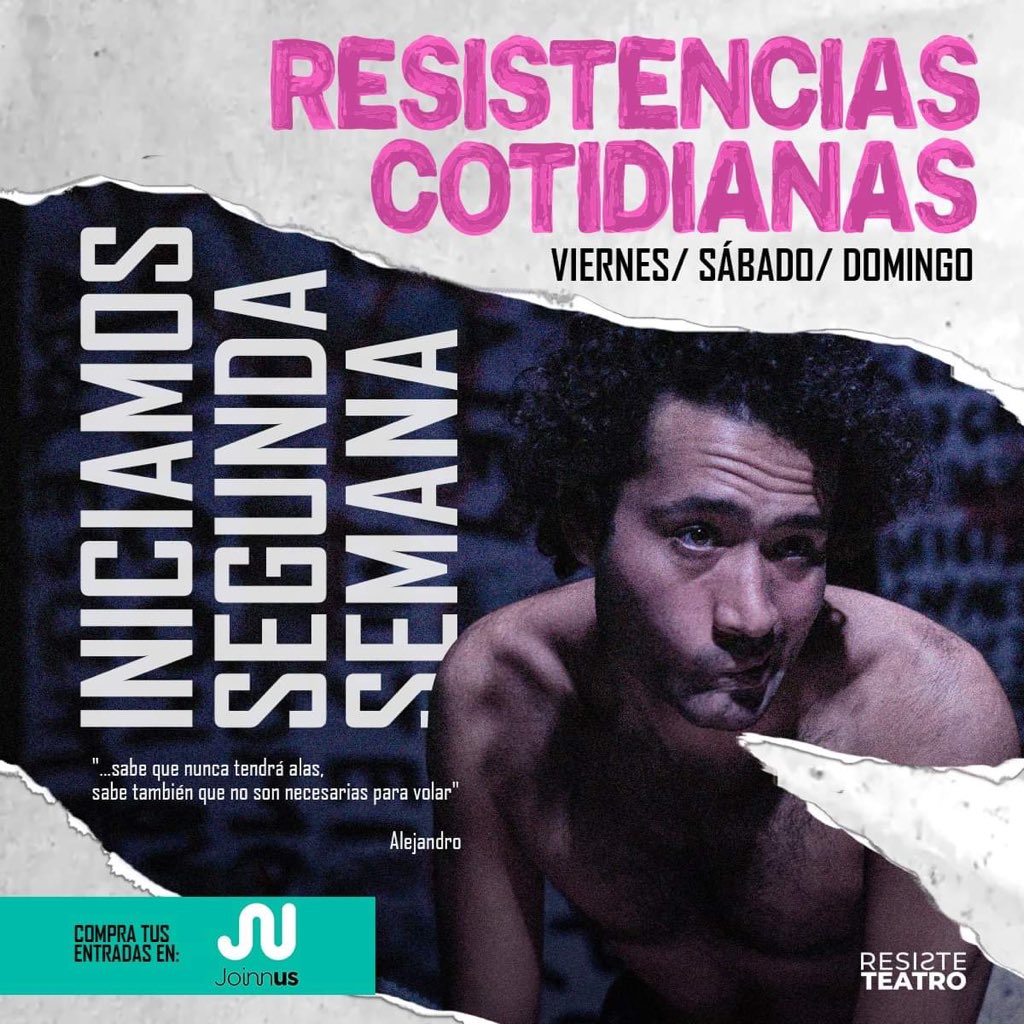 tarimaoculta's tweet photo. Resistencias Cotidianas narra la historia de siete personajes que conviven en las sombras de nuestras calles. 
_ 🙋🏻‍♂️Director: Jorge Villanueva
_🌟Dramaturguia: Federico Abril
_💵 Precio: 20 soles(viernes y sábado)
🔴Y mañana domingo la entrada estará 2 x 30 soles❗️
#TarimaOculta https://t.co/I3RA2ub7He