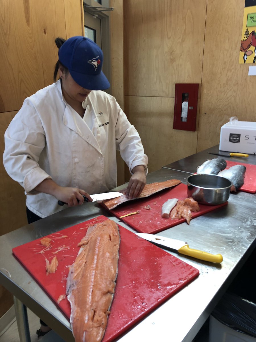 Ms. Ibby filleting salmon #SOSScaf