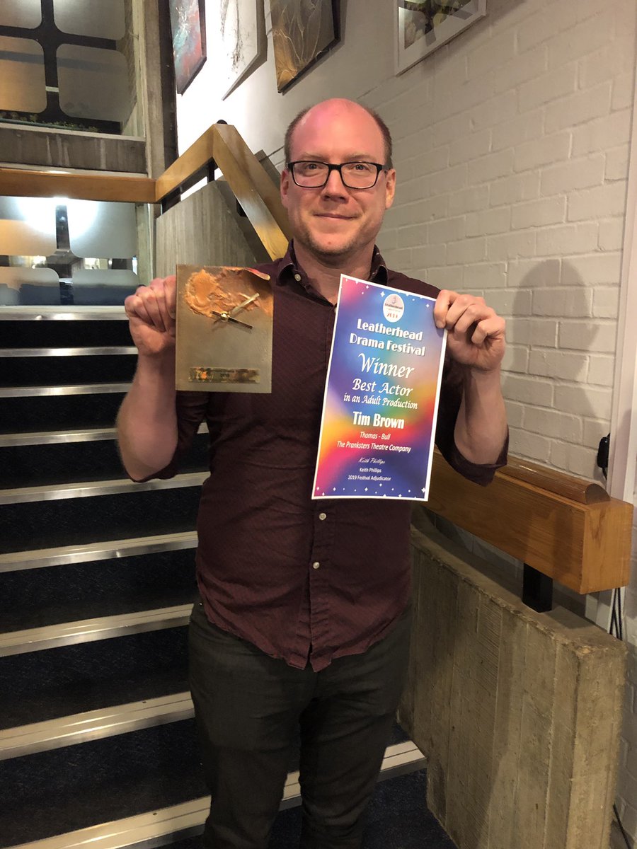 And <a href="/TimBSpeaks/">Human Teapot</a> is a winner! Best Actor 2019 at Leatherhead Drama Festival 🏆🏆🏆