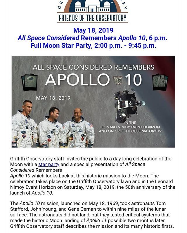 FFFitcore's tweet photo. So excited for this! I know, I am a big space nerd, but I love it! @griffithobservatory_uo #apollo10 https://t.co/jaHN2azhmZ https://t.co/e0i0GCEP2Q