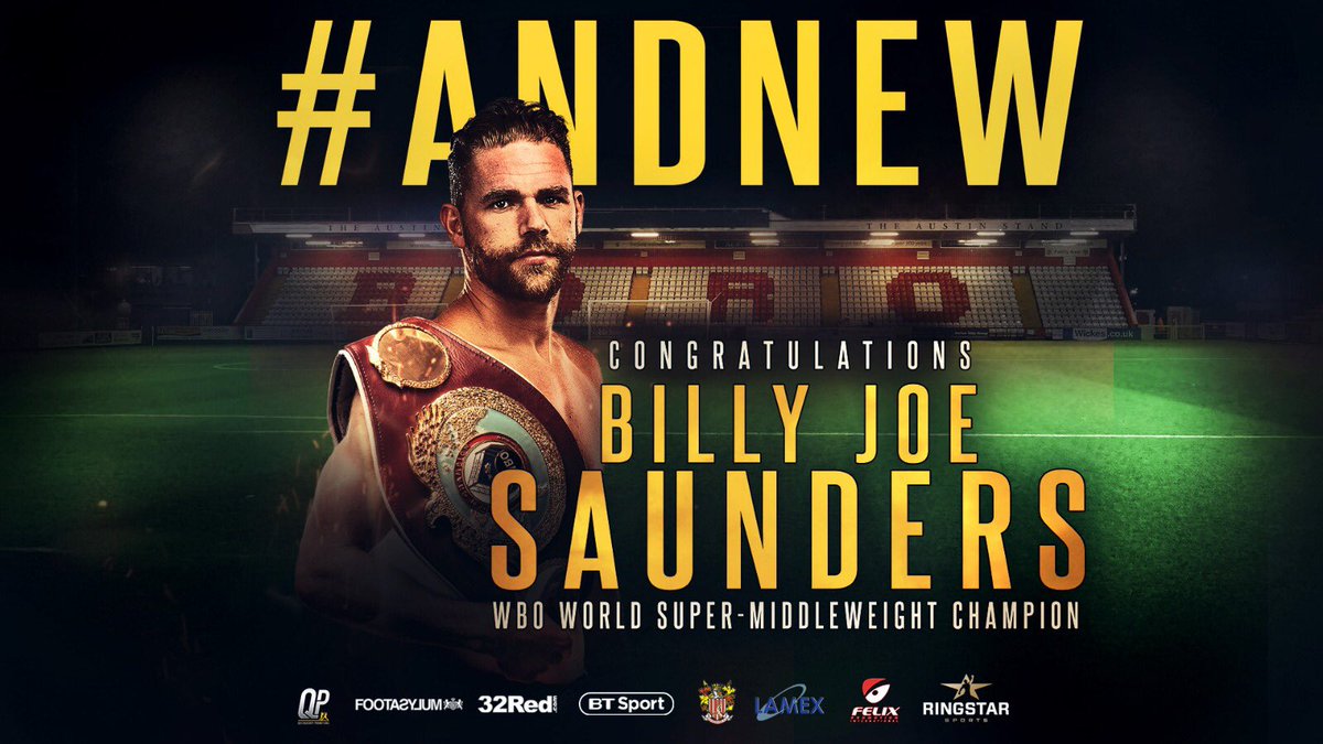 FrankWarren's tweet photo. Former Southern Area Champ ✅ 
Former Commonwealth Champ ✅ 
Former British Champ ✅ 
Former Euro Champ ✅
Former World Middleweight Champ ✅ 

#ANDTHENEW WBO World Super Middleweight Champion ✅ 

@bjsaunders_👏 #KingOfHerts https://t.co/2lKjrDgflQ