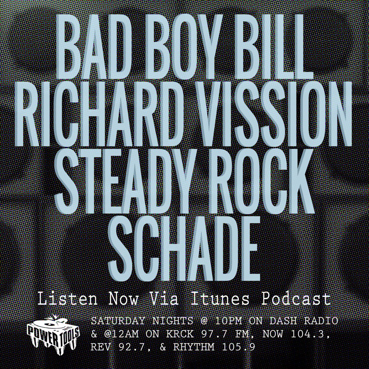 djbadboybill's tweet photo. Yoooo! I'm back in the mix on @wearepowertools alongside @richardvission @iamsteadyrock &amp; @throwinschade! Tune in now via the @wearepowertools podcast on iTunes / Spotify or tune in tonight on @DASHRADIO1 on the Dance X channel at 10pm (pdt). #powertoolsmixshow #wearpowertools https://t.co/ShwqJIKGNJ