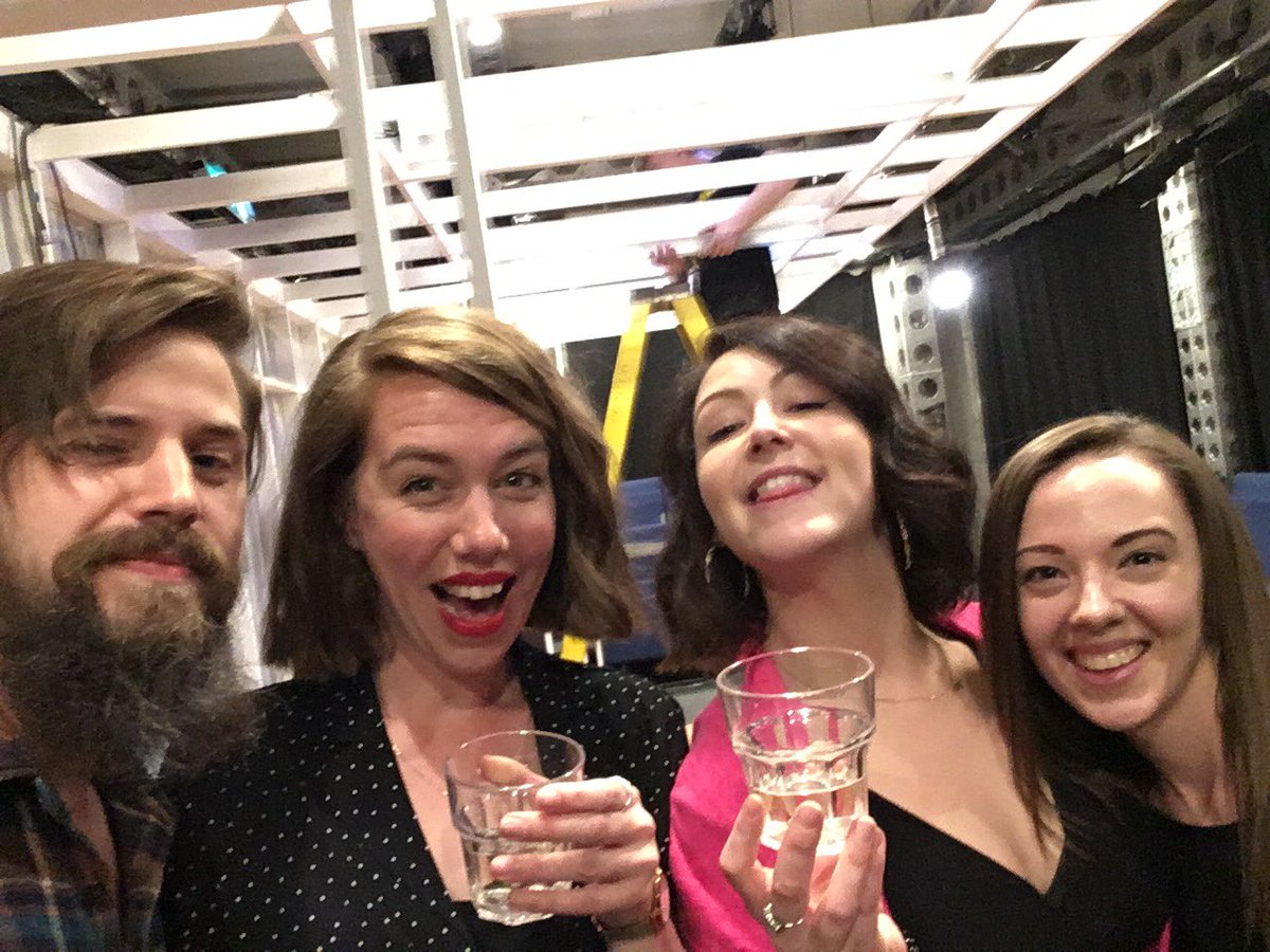 NOVAEtheatre's tweet photo. The fizz is open. The set is down. #dontlookaway... OUT! Thank you @HGtheatre @CORNERSTONEfun @brumhippodrome @ThePleasance and our amazing cast and team for making it all happen. We ❤️ you all x https://t.co/9uCcTdn3LG