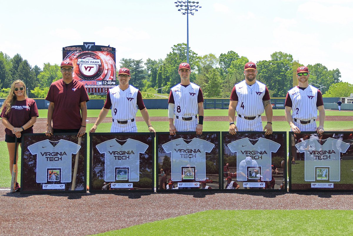 HokiesBaseball's tweet photo. Seniors come up big in final game for the #Hokies🦃⚾️ in 8-4 victory over Virginia | Jack Owens, @nickowens22 each with two RBI, while @Luke17Scherzer gets the win on the mound

📰&amp;📸 ➡️ https://t.co/7gLDxISAGE https://t.co/QWhnLYe2jz