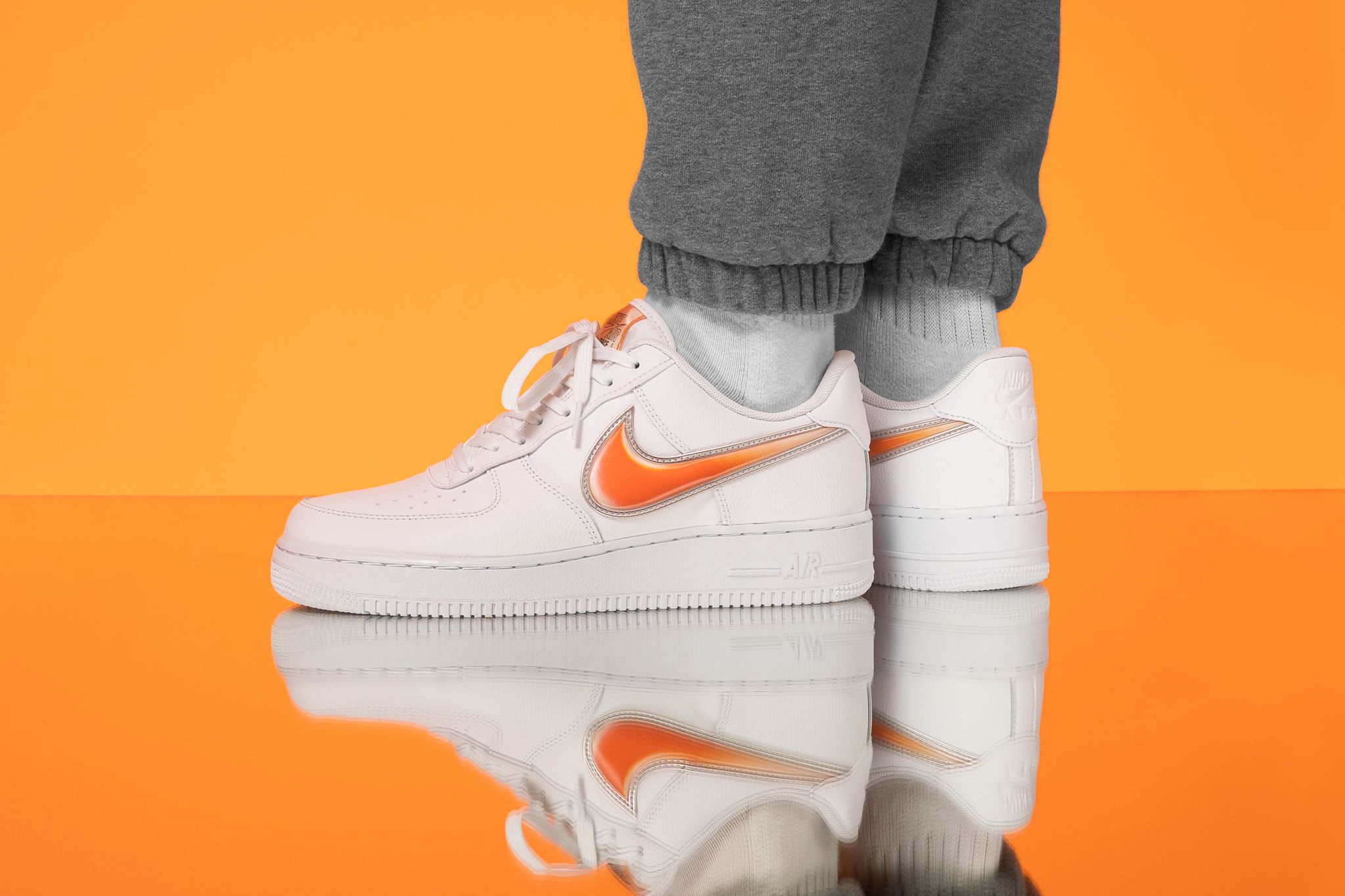 air force 1 low oversized swoosh white orange peel