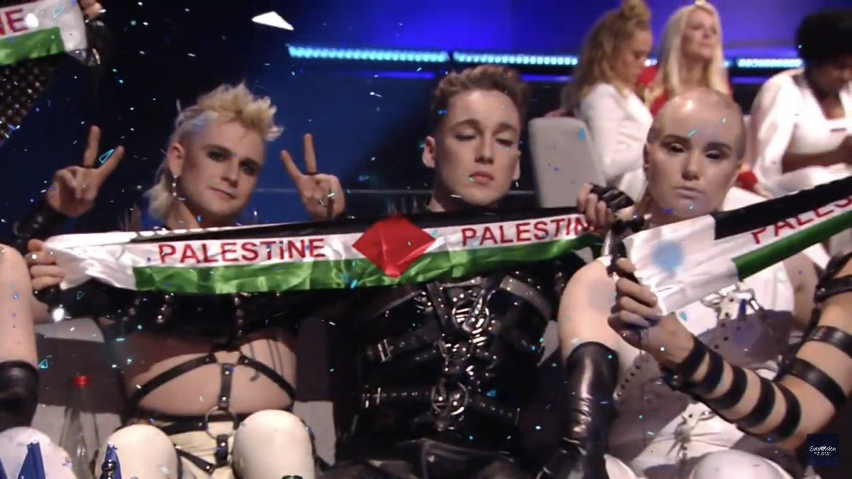 Intl_k_army's tweet photo. Not all heroes wear capes, sometime they wear bondage harnesses #Eurovision https://t.co/F9vFtWvRrB
