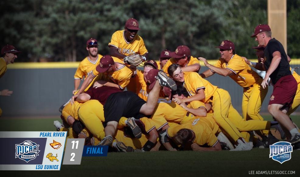 NJCAABaseball's tweet image. How about THAT for a postseason run? 

No. 6 Pearl River knocked off four top 🔟 teams en route to clinching a spot at the 2019 NJCAA DII Baseball World Series! 🔥

#NJCAABaseball