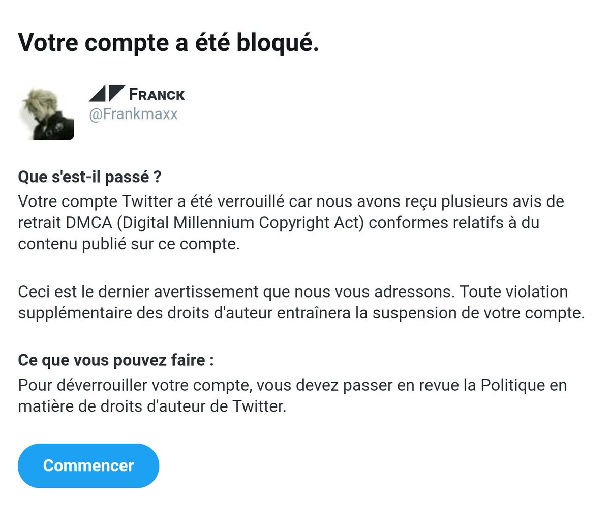 Frankmaxx's tweet photo. J'ai été de nouveau bloqué suite à un extrait à partir de ma Xbox sur Fifa 19, datant de septembre 2018. C'était pendant l'EA Access. Je risque maintenant, une suspension définitive de mon compte twitter, pour avoir partager un extrait d'un jeu ?

@XboxFR https://t.co/dfSqxpSVaj