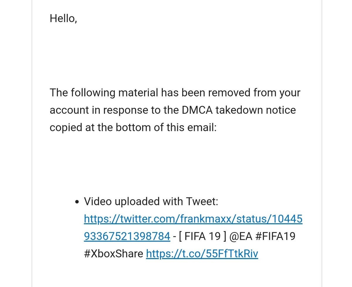 Frankmaxx's tweet photo. J'ai été de nouveau bloqué suite à un extrait à partir de ma Xbox sur Fifa 19, datant de septembre 2018. C'était pendant l'EA Access. Je risque maintenant, une suspension définitive de mon compte twitter, pour avoir partager un extrait d'un jeu ?

@XboxFR https://t.co/dfSqxpSVaj